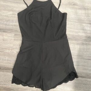 LUXE Women's Black Spaghetti Strap Romper, M